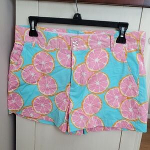 Lauren James Pink and Blue Citrus Pattern Shorts
